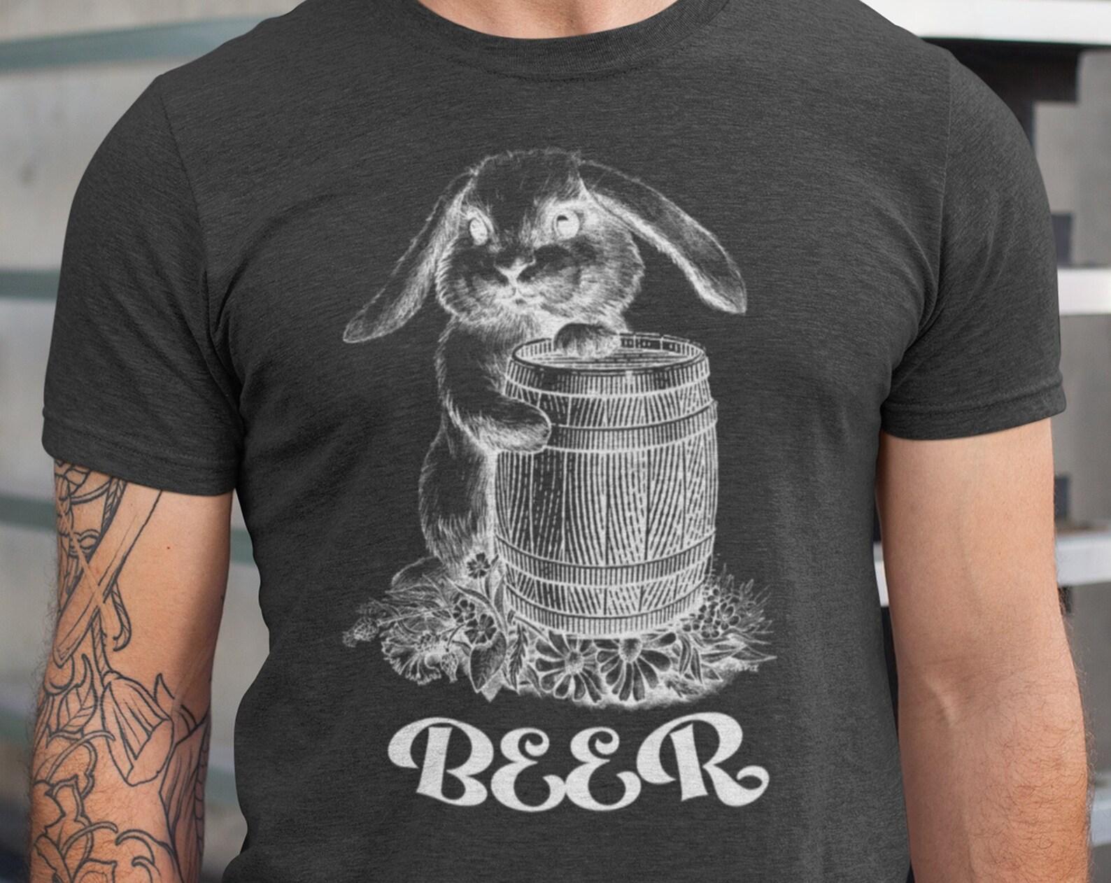 Beer Rabbit T-Shirt, Beer Lover Gift, Craft Beer Shirt, Cute Bunny Graphic Tshirt M