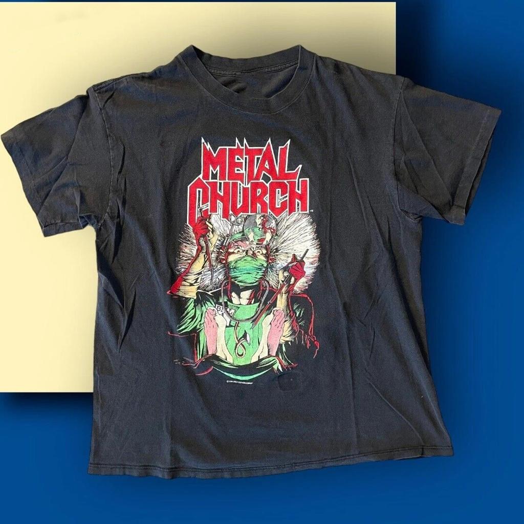 Vtg 80s Metal Church Band Short Sleeve Black S-5XL Shirt SN122