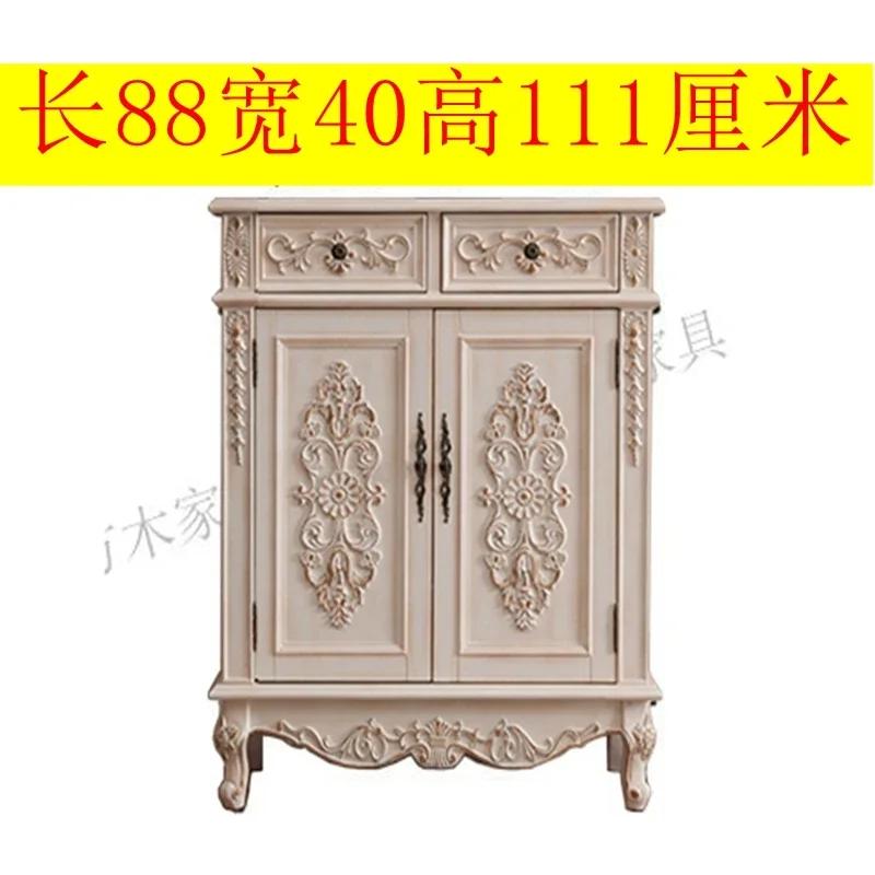 oak door shoe cabinet entrance entrance solid wood door large capacity balcony locker