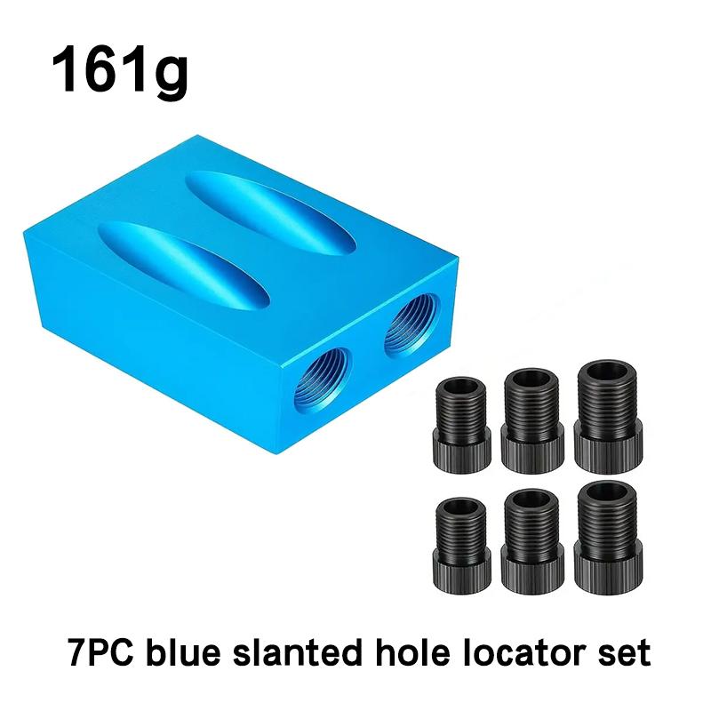 7-15pc Blue 15° Inclined Hole Locator Woodwork Drilling Adjustment Limiter F Clamp Three Point Woodwork Drill Installation Tool