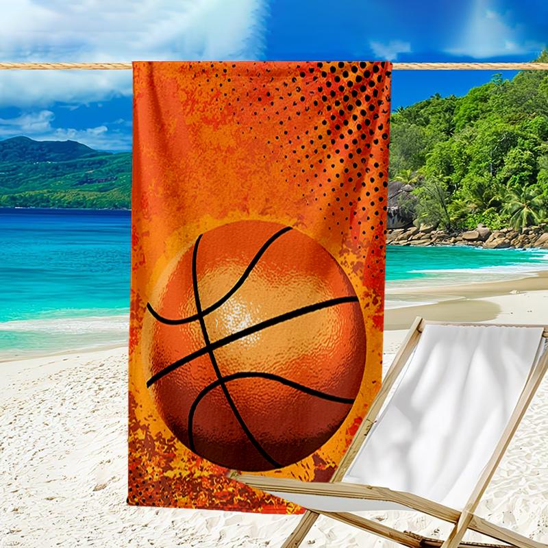 Ultra-Soft Beach Towel with Basketball Theme,Ideal for Pool - Camping, Diving - Perfect Travel Essential, Vibrant Beach Towel.