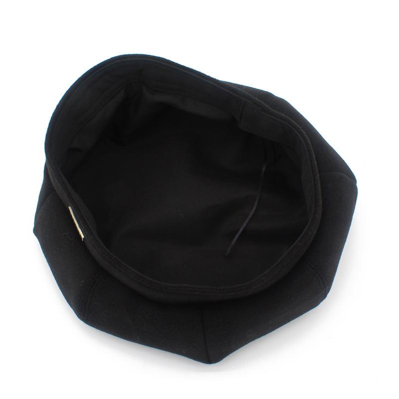 New trendy brand beret fashionable versatile face small literary painter hat classic black autumn and winter retro octagonal hat