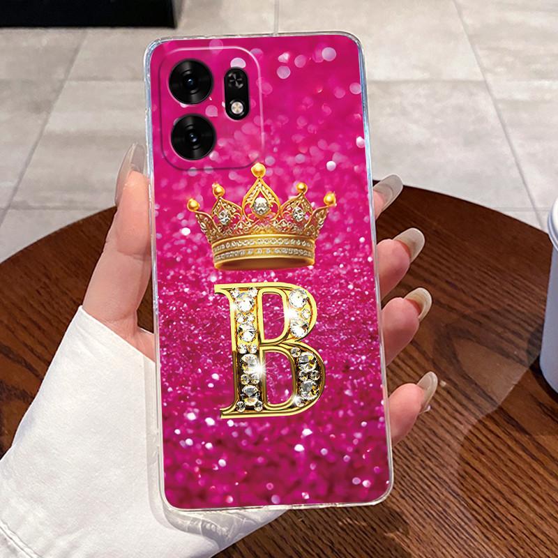

Fashion Initial Letter Crown Couple Case For Honor Play 60A 5G / Honor X6d 5G Transparent TPU Silicone Shockproof Soft Casing Honor Play 60A 5G