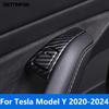 For Tesla Model Y -  2024 Carbon Fiber Interior Door Lock Switch Button Cover Trim Interior Accessories Car Styling
