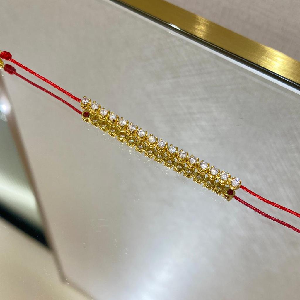 Bubble Diamond S925 Silver Red String Bracelet with 5A High Carbon Diamonds - Year of the Horse Jewelry for Women