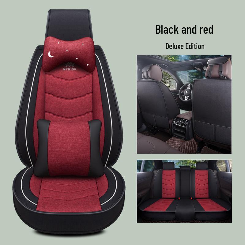 Full Coverage Linen Cartoon Panda Car Seat Cushion - Universal Fit, 2020