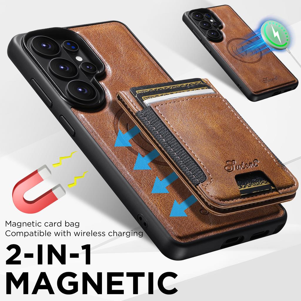 Elastic Band Oil Wax Pattern Magnetic Leather Wallet Cards Solt Phone Case for Samsung S26 Ultra S25 Plus S24 S23 Stand Cover