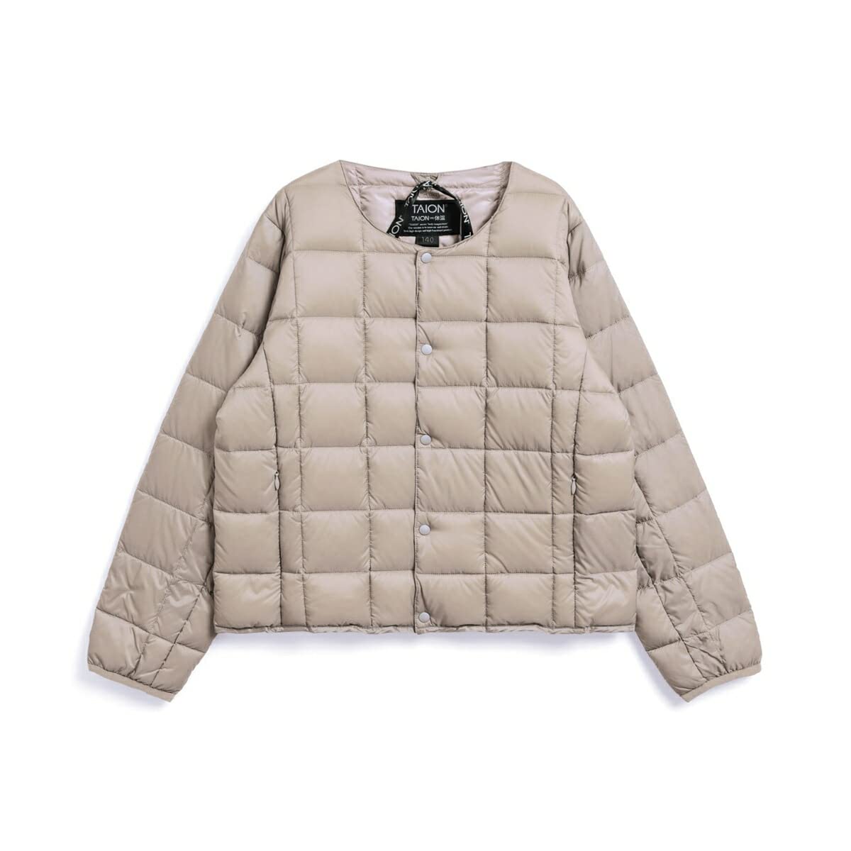 

Taion Inner Down Official Crew Neck Button Inner Down Jacket Size Sand Beige Kids (TAION-K104) 100,