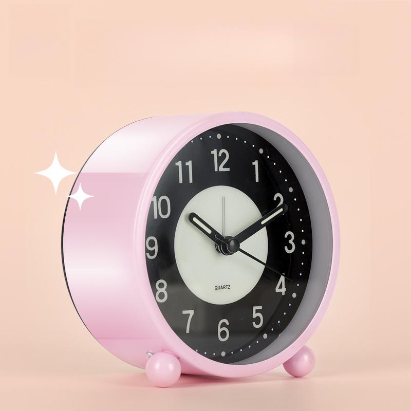 4.5-inch Luminous Alarm Clock Student Bedside Electronic Clock Simple Metal Desktop Silent Small Table Clock
