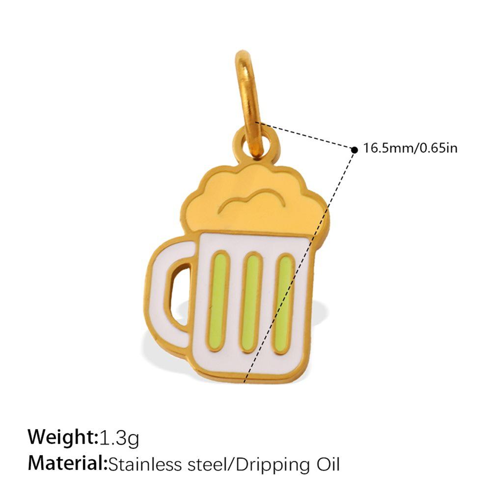 Stilvolle Edelstahl-Milchkaffee-Tasse Anhänger Halskette & Armband mit bunter Emaille für Damen
