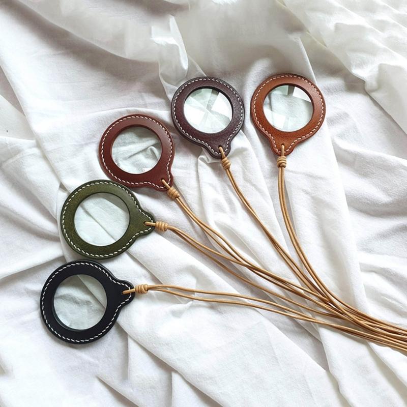 Lightweight Magnifying Glass Pendant Leather Strap Necklace Magnifier Pendant Gift for Grandparents, Adults and Kids