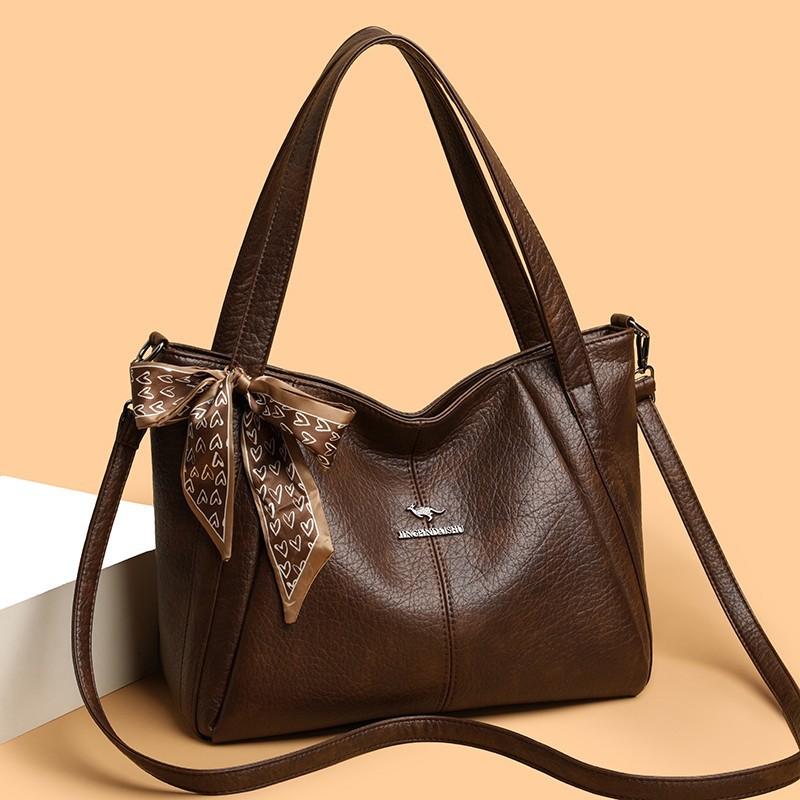 Large Capacity Commuter Shoulder Bag PU Retro Hand Tote Bag