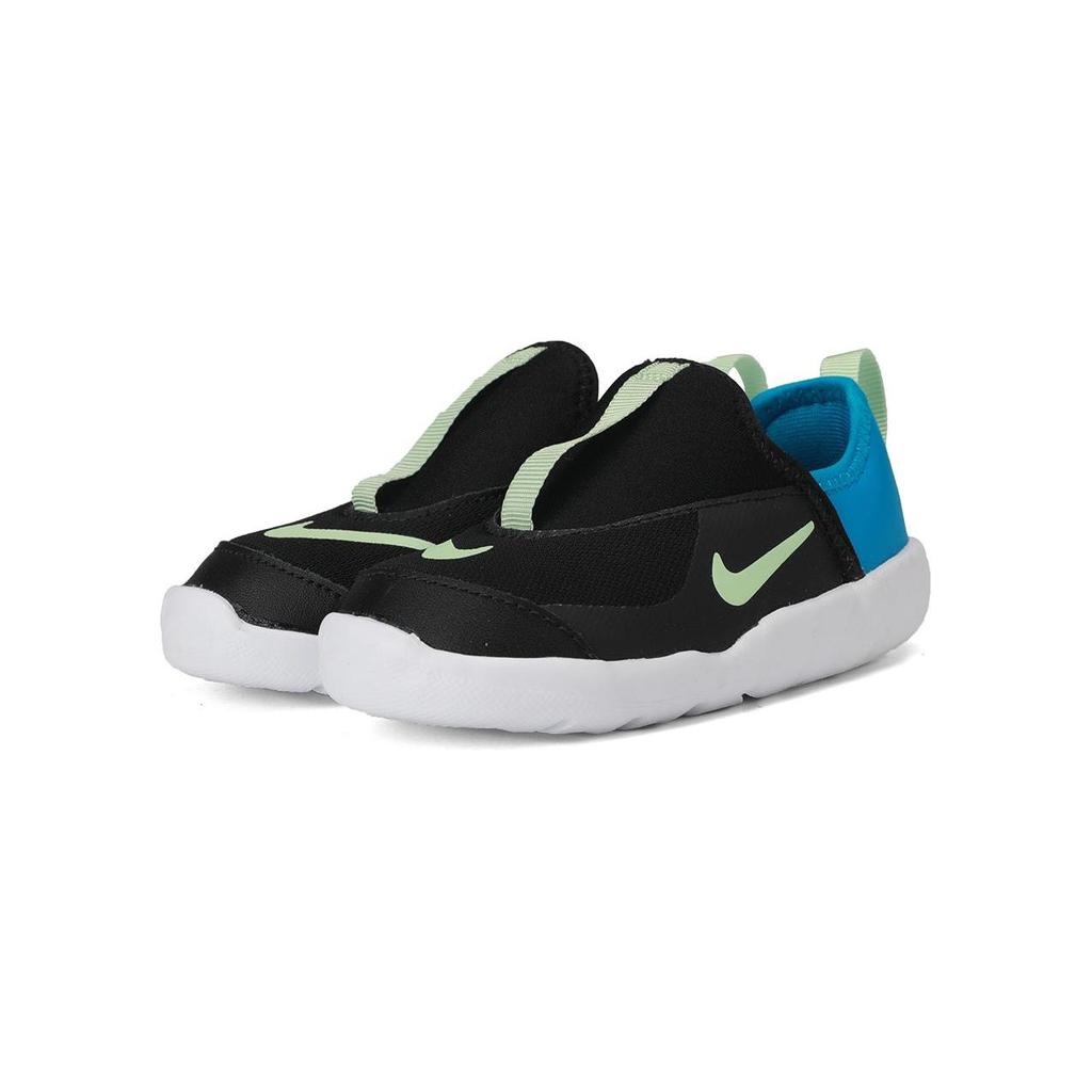 Nike Lil Swoosh Leather Fabric Low-Top Sports Casual Shoes Baby Sneaker Black Blue Green AQ3113-006