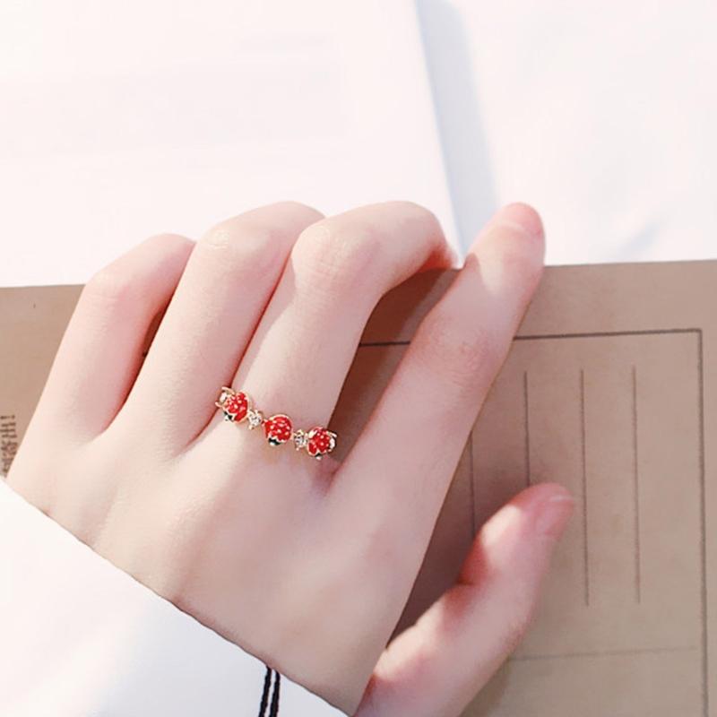 Adjustable Opening Strawberry Design Fashion Ring With Sparkling Cubic Zirconia Stones Versatile Stackable Jewelry For Daily Occasions