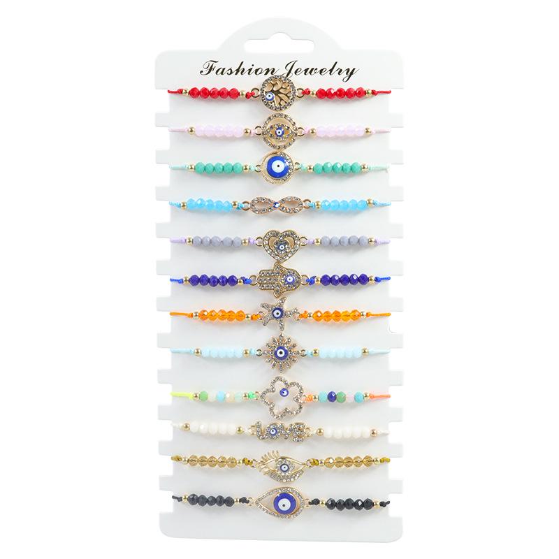 Bohemian Hand-woven Colorful Seed Bead Adjustable Bracelet with Rhinestone Connector
