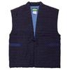 Padded Hanten Kurume navy blue [Edo Ten] (Japanese-made jacket) - weave, (free size, sleeveless)