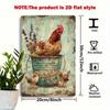 Metal Poster Wall Art, Vintage Farm Chicken Flowers, Kitchen Living Room Decor