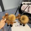Personalized Camel Bag Pendant: Real Raccoon Fur Ball Plush Doll Keychain
