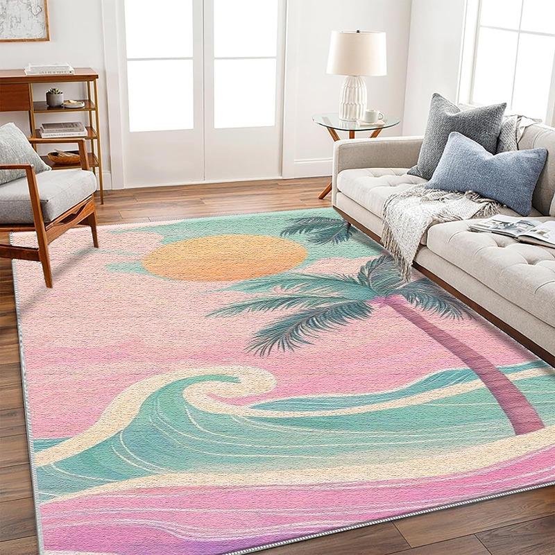 Bright Yellow Floral Art Area Rug Abstract Petal Pattern Floor Carpet for Balcony Patio  Living Room Backyard Housewarming Gift