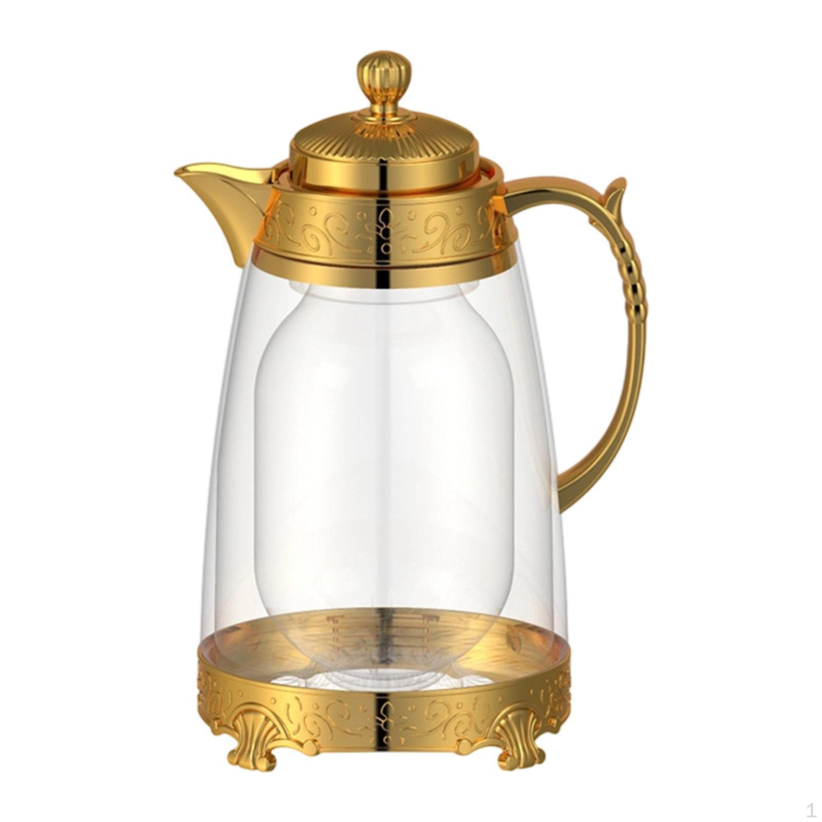 

Glass Pitcher,Arabic Carafe,Water Pot Water Jug 1L with Spout Iced Tea Pitcher for Drinks Golden
