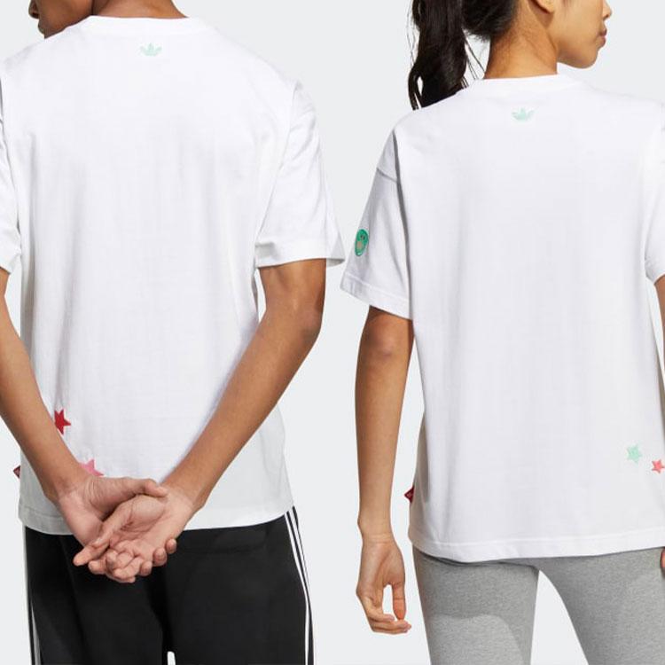 Adidas Originals Cartoon Bear Print Short Sleeve Crew Neck T-Shirt Unisex Tops White HP0119