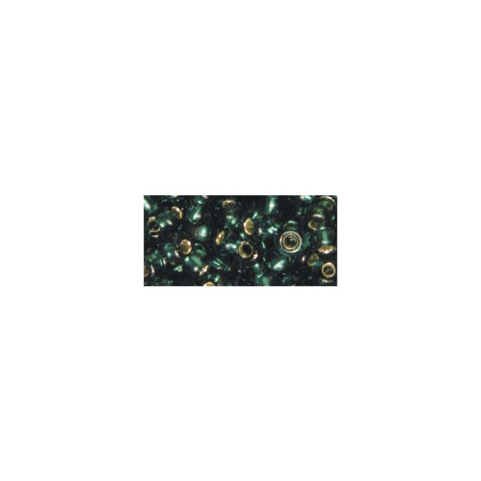 Seed Beads with Silver Trim and Rainbow, Ø 4mm, Emerald, 17g Box