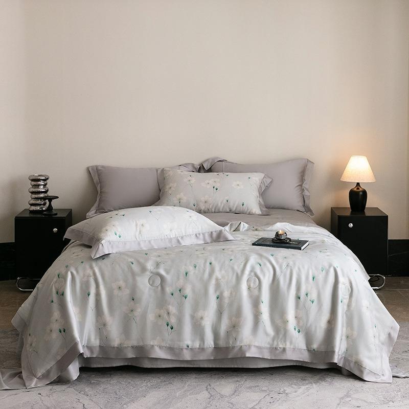 Luxury 100% Lyocell Tencel Summer Quilt Set Four-Piece Air Conditioning Quilt High-End Sensation A-Class Baby-Friendly Bedding