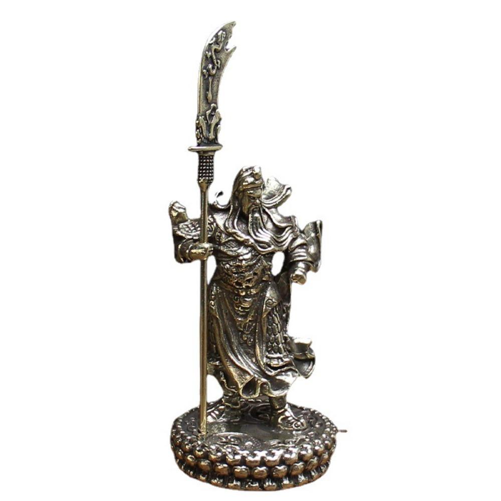 Messing Vertikales Schwert Guan Gong Ornament Kunsthandwerk Wohnzimmer Geschäft Kupfer Gott des Reichtums Guan Gong Statue Gewidmete Statue Tang Teng Bronze