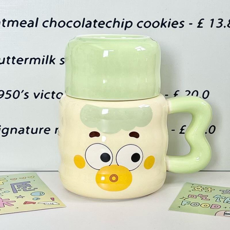 Milk Fufu Cute Clown Kettle Girls High Value Ceramic Mug with Lid Couple Coffee Cup Birthday Gift