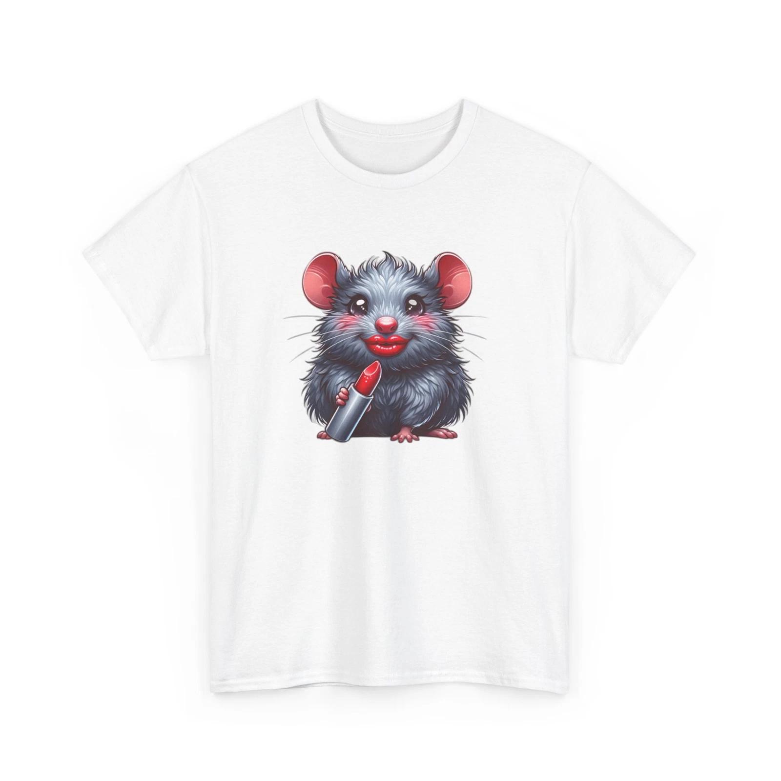 Unisex Adult T Shirt Rat Wearing Red Lipstick Cute Big Lips Funny Mouse Rodent 3XL
