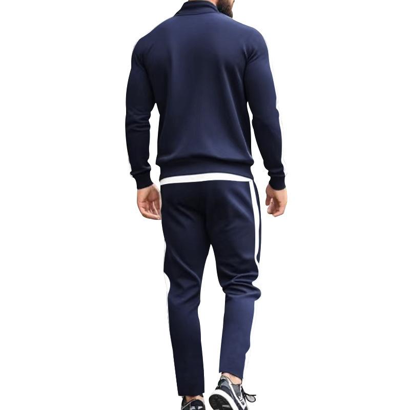 2025 Europe and The United States Spring and Autumn Outdoor New Leisure Men's Sports Suit Color Contrast Outdoor Men's 2 Pieces