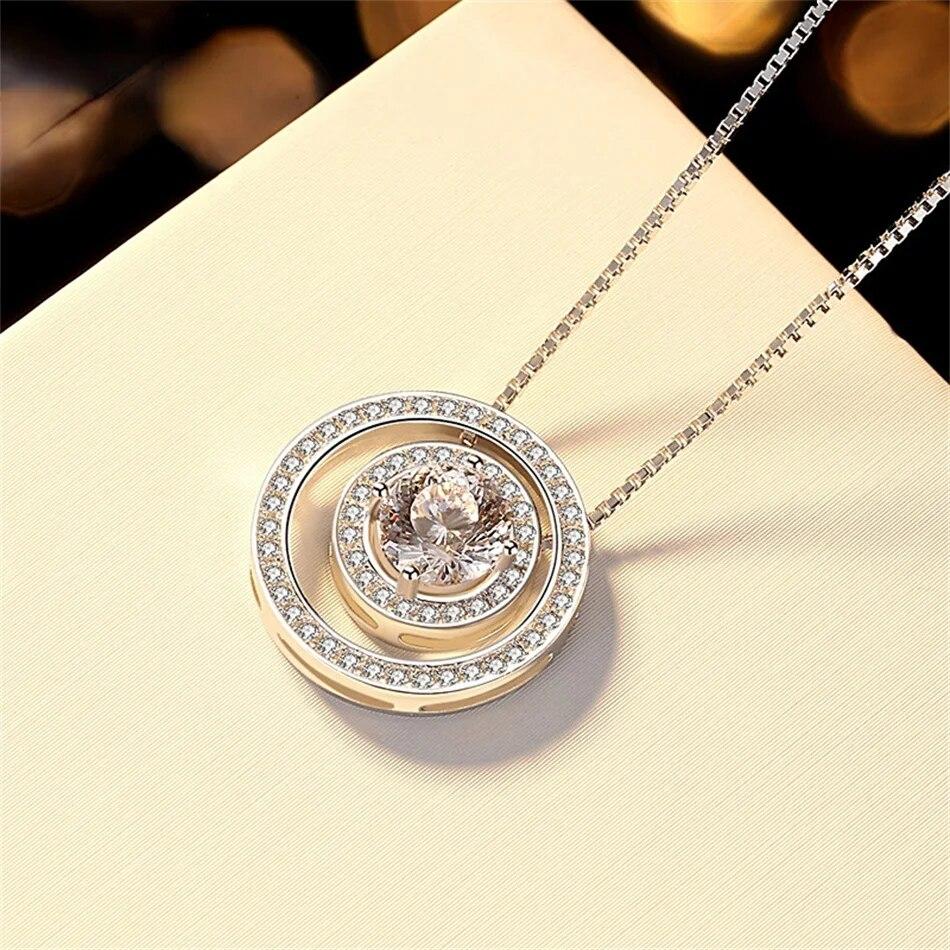 Round Hollow 1 Carat Moissanite 100% 925 Sterling Silver Premium Versatile Fashion Pendant Necklace Women's Fine Jewelry