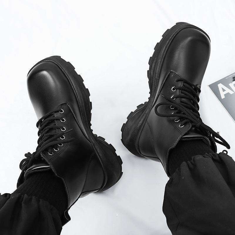 Cheap Martin Boots Autumn and Winter New High-top Leather Shoes Locomotive Short Boots Classic Leather Boots Black