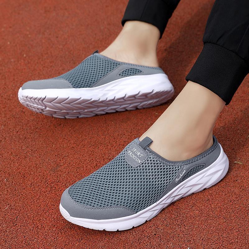Casual Loafers Shoes Men Summer Half Shoes Slippers Slides Slip On Shoes Men Mesh Breathable Soft Comfortable Slippers for Men