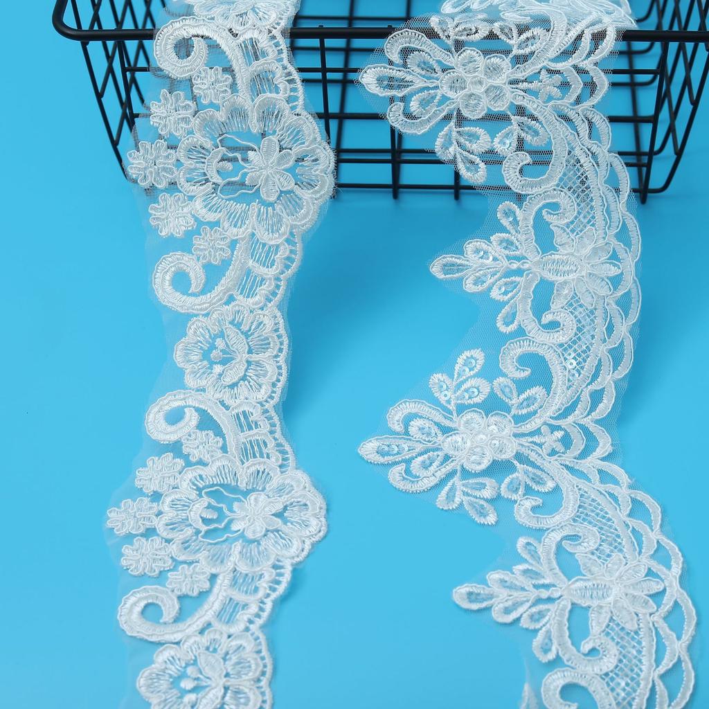 Car Bone Lace Embroidery Lace Accessories Book White Transparent Piece Lace Wedding Veil Embroidery Accessories 16Cm