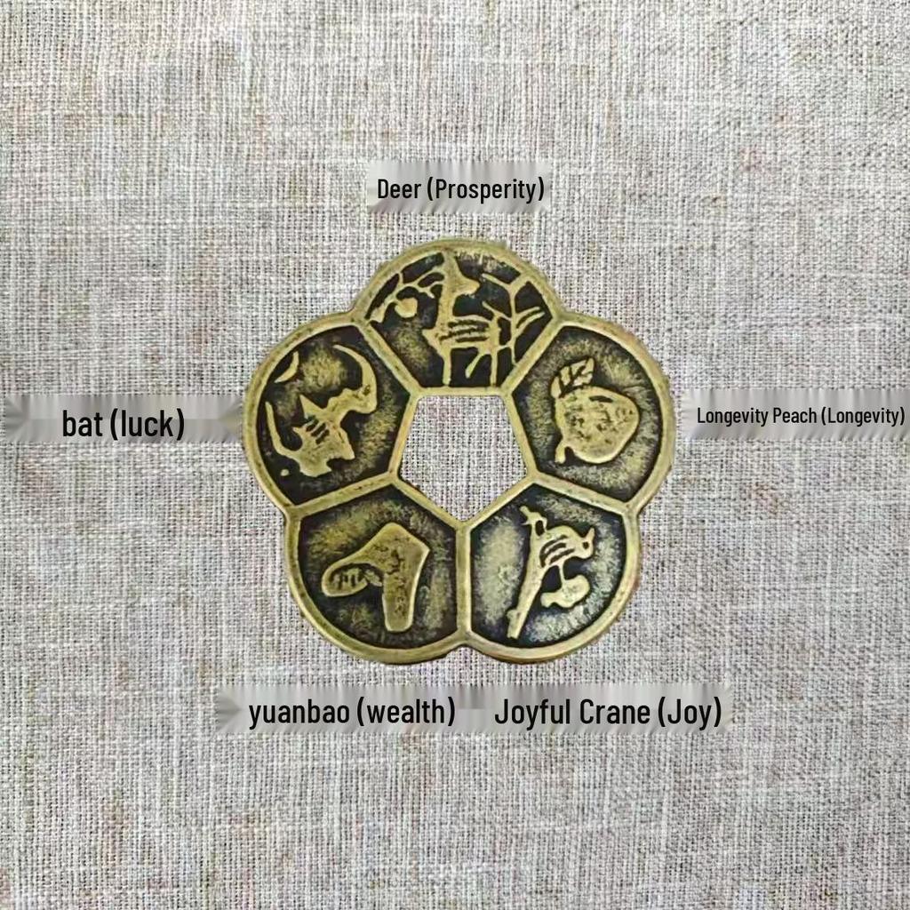 Antique Brass Plum Blossom Copper Coin Door Ornament Pendant