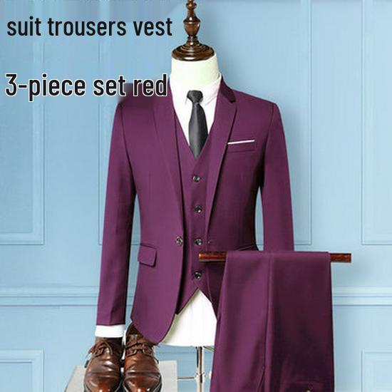 Men's Korean Style Business Suit: Three-Piece Trendy Casual Groomsmen Outfit