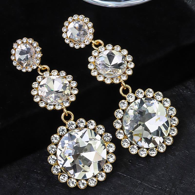 Boucles d'oreilles pendantes Zircon Fleur Colorée pour Femmes, Boucles d'oreilles pendantes Statement pour Fête & Usage Quotidien