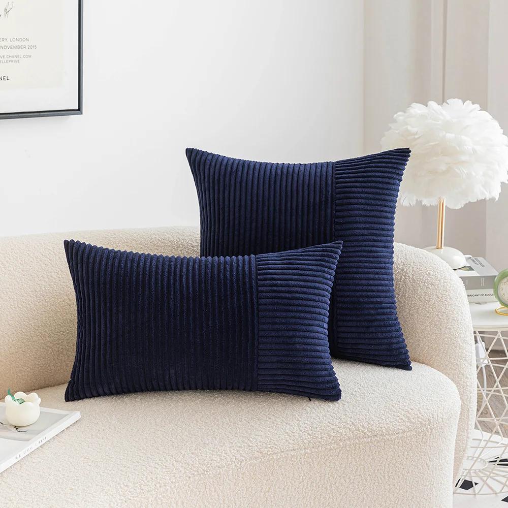Striped Corduroy Cushion Cover Decorative Pillows for Sofa Living Room Patchwork Throw Pillow Cover Modern Simple Waist Cover