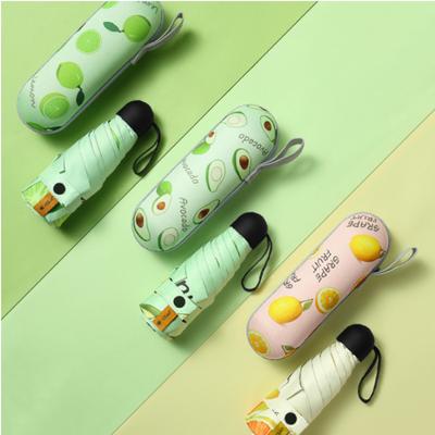 Mini Fruit Pattern 9Colors Sunscare Umbrella Windproof anti-UV Protect 5Folding Portable Travel Rain Women Child Pocket Parasol