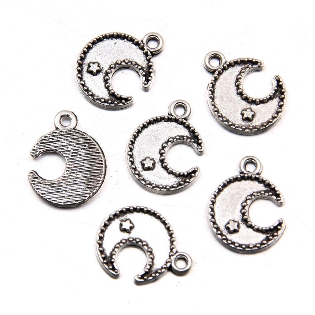 Handgefertigter Antiksilber Mondanhänger: Kreativer Natürlicher Charme Schmuck Accessoire