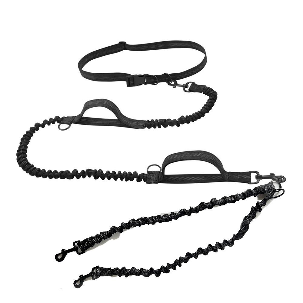 1 To 2 Pairs of Elastic Reflective Running Belt Traction Rope Portable Retractable Dog Leash Dog Chain Traction Rope Pet Supplie чёрный