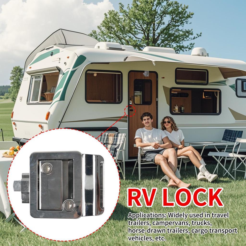 Trailer Door Lock Metal Portable Security Hardware Trailer Entry Latches Replacement Kit For Motorhome Hauler Campervan Truck