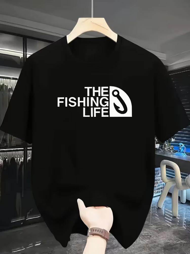 Unisexs Fish Hook Graphic T Shirt Vintage Style Casual Outdoor Short Sleeve Tee