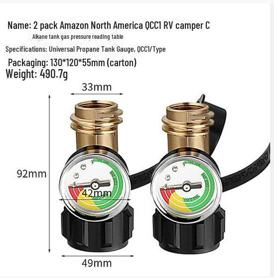 

Вимірювач тиску в баку з пропаном для автофургону на подвійному автофургоні - адаптер QCC1 для Північної Америки