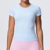 Maglietta da Running da Donna ad Asciugatura Rapida Controllo Pancia - Manica Corta, Sensazione di Nuvola, Top Casual Yoga Fitness.