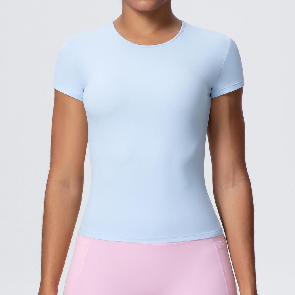 Maglietta da Running da Donna ad Asciugatura Rapida Controllo Pancia - Manica Corta, Sensazione di Nuvola, Top Casual Yoga Fitness.