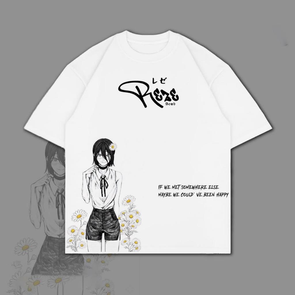 The Movie Reze Arc Printed T-shirt Men Women Oversized Y2k T-shirt Chainsaw Man Anime Manga Graphic T-shirt
