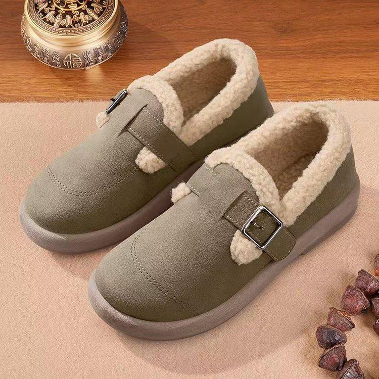 Soft-soled Birkenstocks, new casual shoes, piled and thickened warm cotton shoes, non-slip and comfortable, versatile Doudou shoes