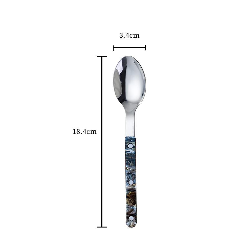 

Французская нержавеющая сталь акриловая посуда Интернет знаменитость ложка бистро камуфляж звездный ракушка стейк нож набор вилки ложки столовые приборы